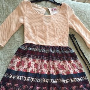 White and floral dress.